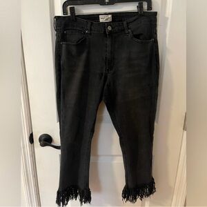 The Republic of Denim Black Fringed Women's Ankle Jeans 30